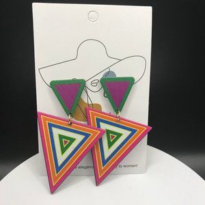 NWT Spiral Pattern Colorful Dangle Earrings Set Retro Bohemian Style